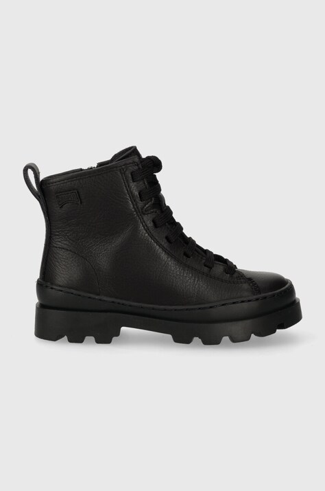 Camper buty zimowe dziecięce skórzane Brutus Kids czarne K900179