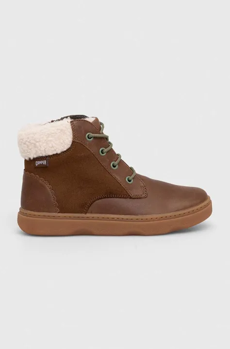 Детские кожаные зимние ботинки Camper Kiddo Kids цвет коричневый