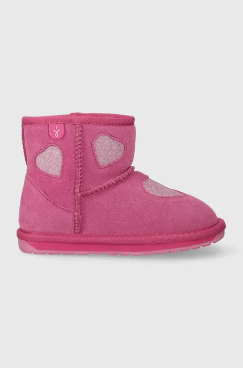 Μπότες χιονιού σουέτ για παιδιά Emu Australia K12958 Barton Heart χρώμα: ροζ