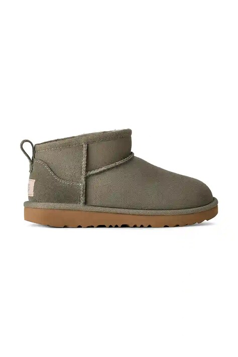 Dětské semišové sněhule UGG KIDS CLASSIC ULTRA MINI šedá barva, 1130750K