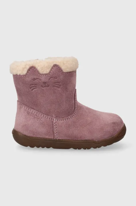 Dječje zimske cipele od brušene kože Geox boja: ljubičasta