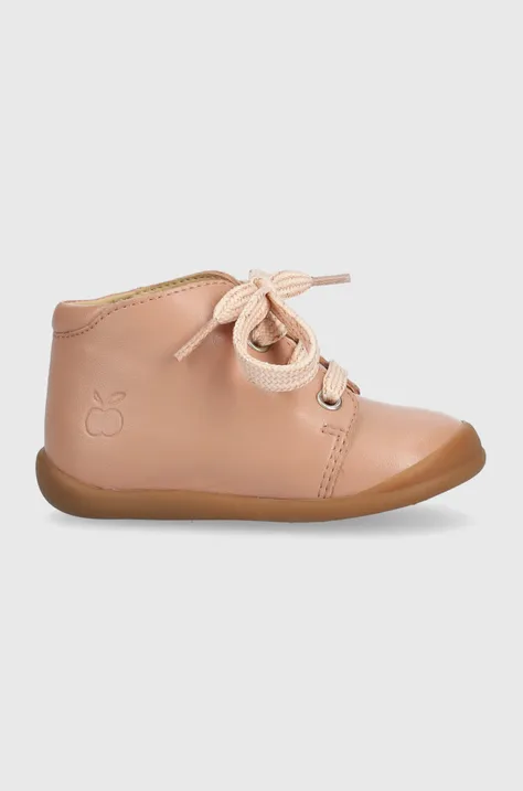 Детски половинки обувки от кожа Pom D'api FLEX-UP BOTTINE VEG в розово