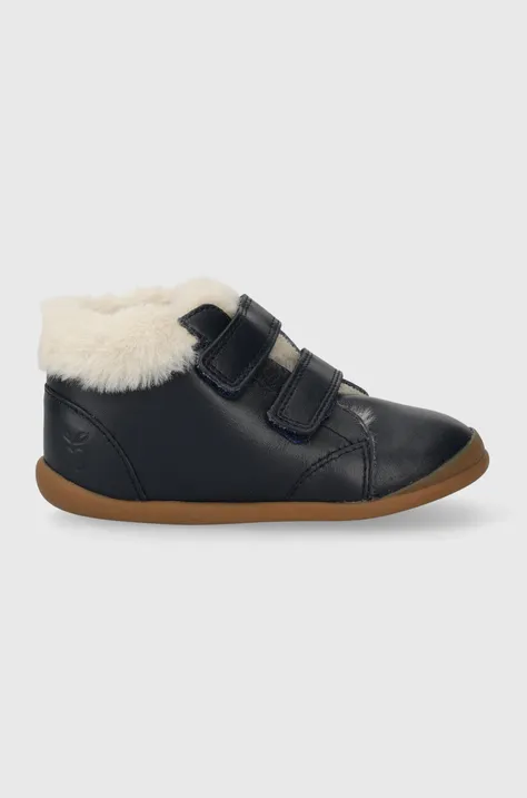 Dječje zimske kožne cipele Pom D'api FLEX-UP EASY FUR boja: tamno plava