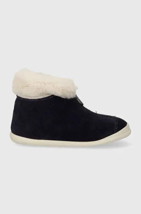 Pom D'api buty zimowe zamszowe dziecięce SWEET ZIP FUR kolor granatowy