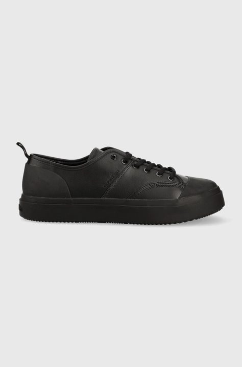 Calvin Klein sneakers din piele LOW TOP LACE UP LTH culoarea negru, HM0HM01045