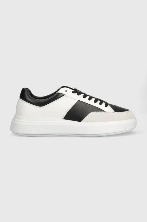 Шкіряні кросівки Calvin Klein LOW TOP LACE UP LTH колір білий HM0HM01047
