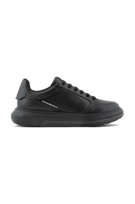 Emporio Armani sneakersy skórzane kolor czarny X4X633 XM964 K001