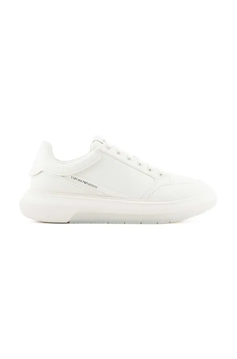 Emporio Armani sneakersy skórzane kolor biały X4X633 XM964 M801