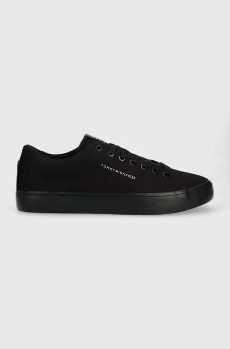 Teniske Tommy Hilfiger TH HI VULC CORE LOW moške, črna barva, FM0FM04686