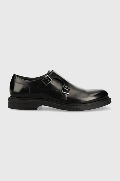 BOSS pantofi de piele Saul barbati, culoarea negru, 50496067