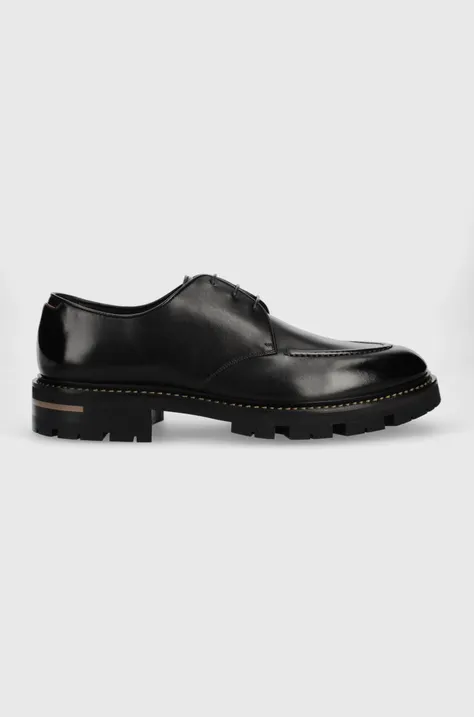 Шкіряні туфлі BOSS Terry-T чоловічі колір чорний 50499855