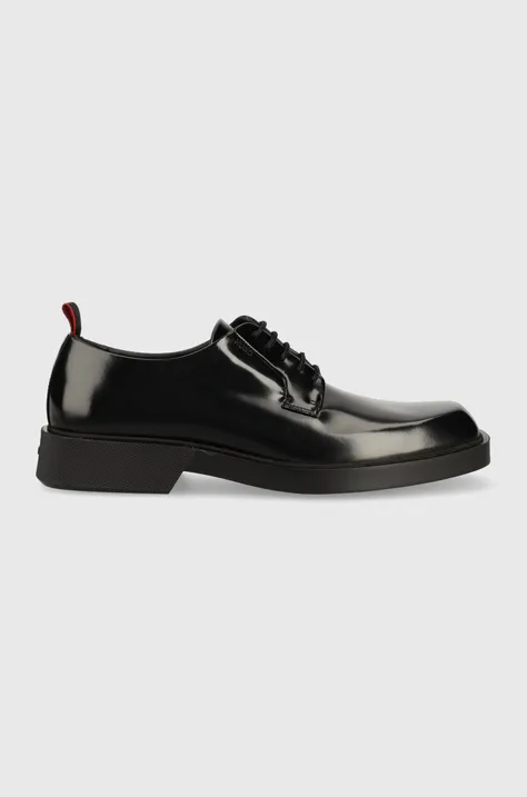 Δερμάτινα κλειστά παπούτσια HUGO Iker χρώμα: μαύρο, 50497796