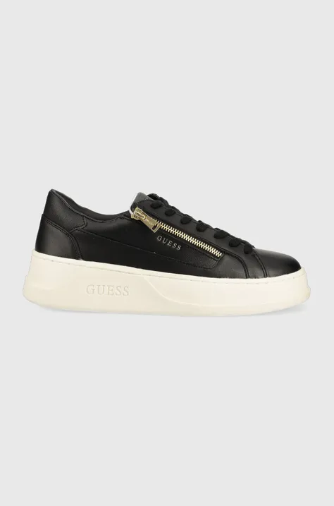 Δερμάτινα αθλητικά παπούτσια Guess FM7CAZ LEA12 χρώμα: μαύρο, AVELLINO ZIP