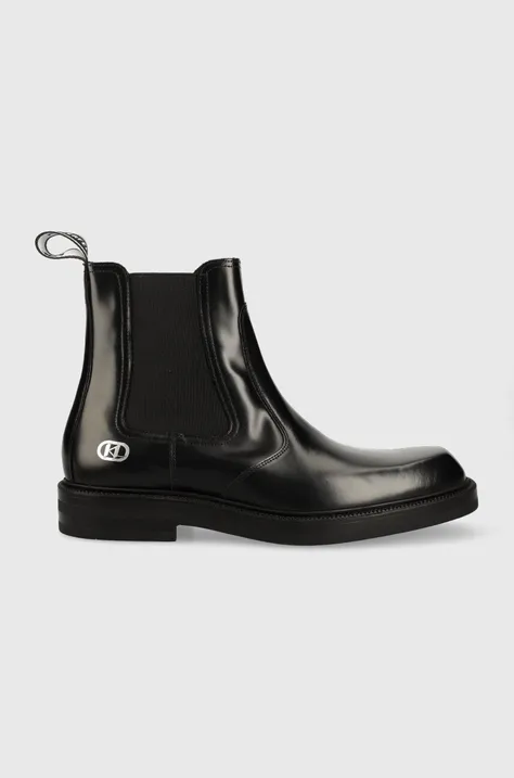 Kožené kotníkové boty Karl Lagerfeld KRAFTMAN pánské, černá barva, KL11443