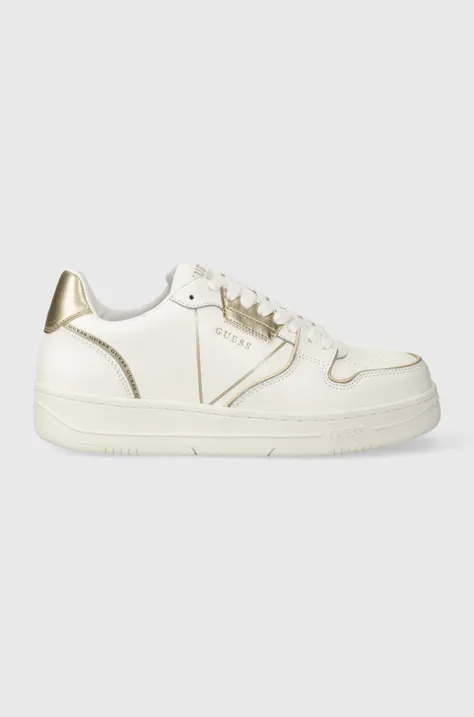Δερμάτινα αθλητικά παπούτσια Guess ANCONA χρώμα: άσπρο, FM8ANC LEM12