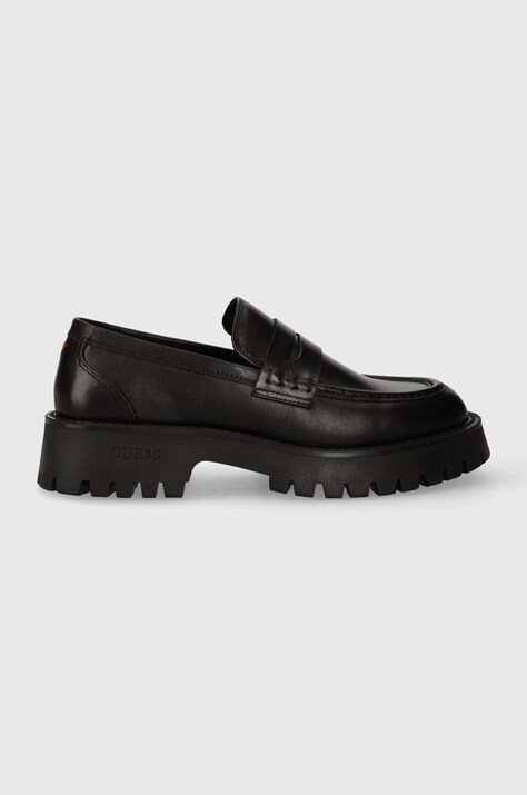 Кожаные мокасины Guess GORIZIA MOC мужские цвет чёрный FM8GOM LEA12