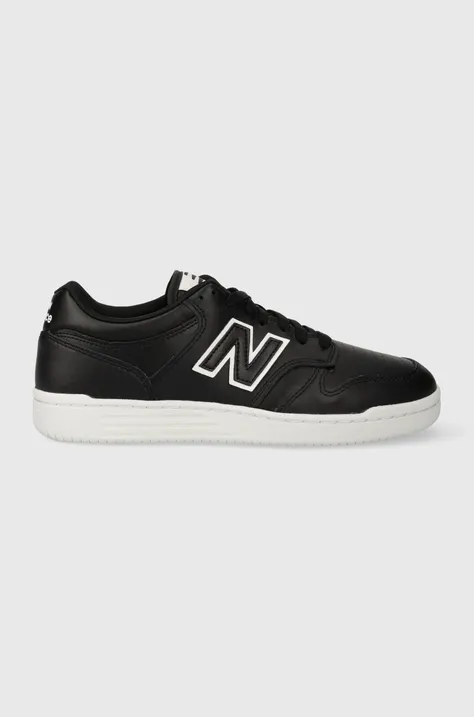 Δερμάτινα αθλητικά παπούτσια New Balance BB480LBT χρώμα: μαύρο