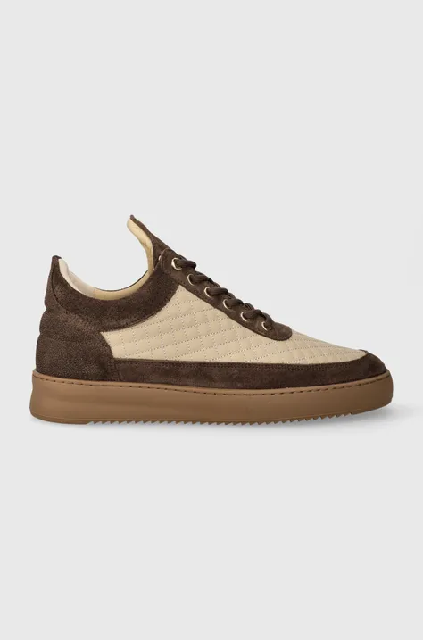 Filling Pieces sneakersy skórzane Low Top Quilted kolor brązowy 10100151933