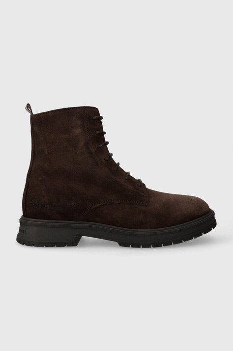Tommy Hilfiger pantofi de piele intoarsa HILFIGER CORE SUEDE BOOT barbati, culoarea maro, FM0FM04674