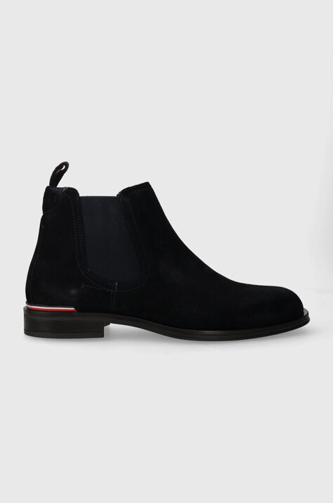 Semišové topánky chelsea Tommy Hilfiger CORE RWB HILFIGER SUEDE CHELSEA pánske, tmavomodrá farba, FM0FM04757