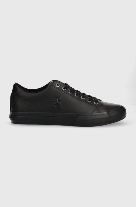 Tommy Hilfiger sneakers din piele TH HI VULC STREET LOW LTH MONO culoarea negru, FM0FM04780