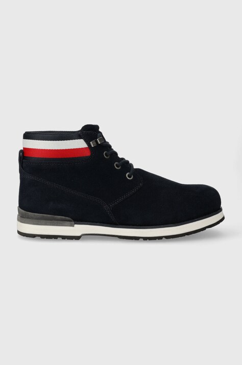 Tommy Hilfiger pantofi de piele intoarsa CORE HILFIGER SUEDE BOOT barbati, culoarea albastru marin, FM0FM04800