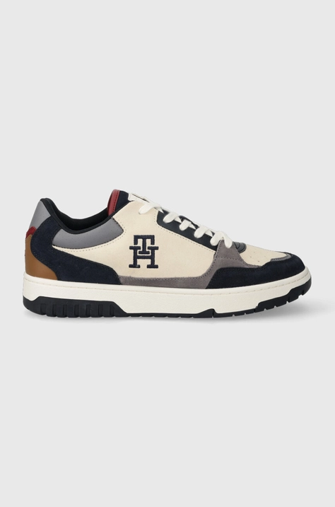 Tommy Hilfiger velúr sportcipő TH BASKET BETTER SUEDE MIX sötétkék, FM0FM04822