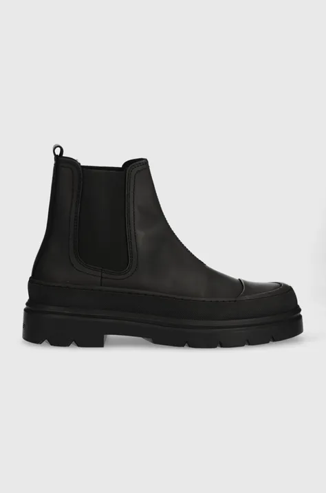 Кожени обувки Calvin Klein CHELSEA BOOT RUB в черно HM0HM01252
