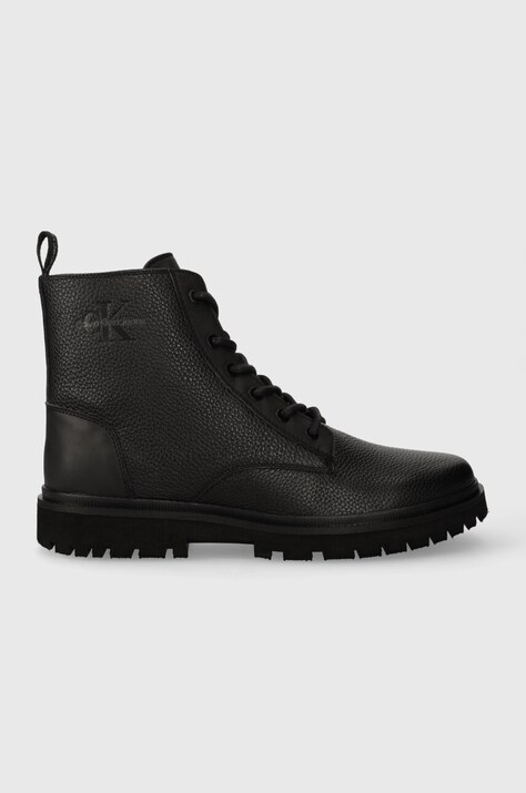 Calvin Klein Jeans pantofi inalti EVA MID LACEUP BOOT LTH barbati, culoarea negru, YM0YM00751