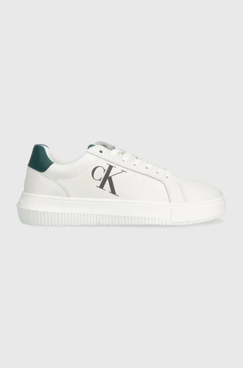 Δερμάτινα αθλητικά παπούτσια Calvin Klein Jeans CHUNKY CUPSOLE LACEUP LTH MIX χρώμα: άσπρο, YM0YM00775