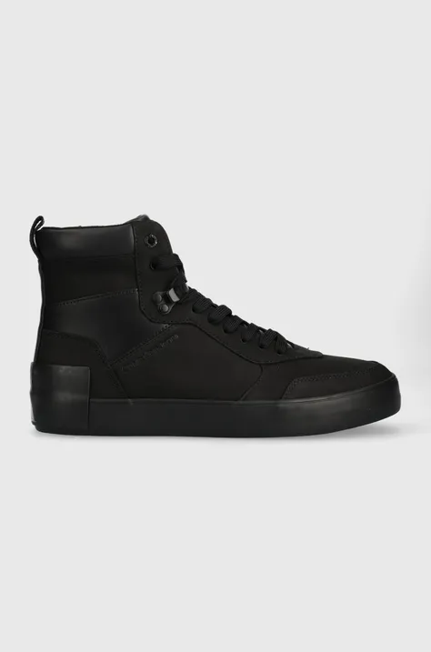 Σουέτ αθλητικά παπούτσια Calvin Klein Jeans VULCANIZED LACEUP MID LTH χρώμα: μαύρο, YM0YM00851