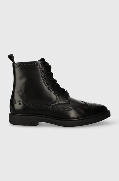 Usnjeni čevlji BOSS Larry moški, črna barva, 50503617