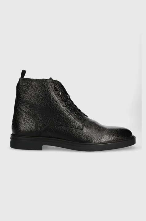 Шкіряні черевики BOSS Calev чоловічі колір чорний 50503302