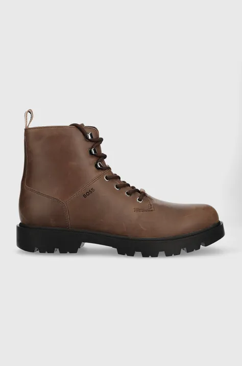 Кожаные ботинки BOSS Adley мужские цвет коричневый 50503540