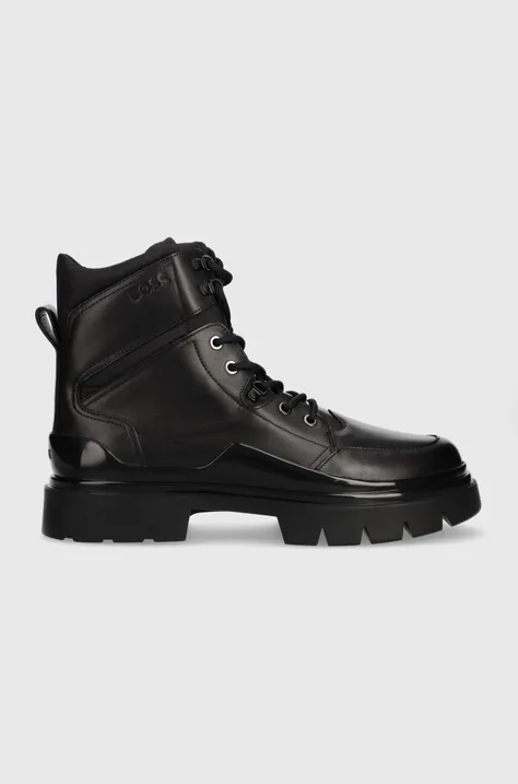 Δερμάτινες μπότες πεζοπορίας BOSS Chanan χρώμα: μαύρο, 50503936 F350503936