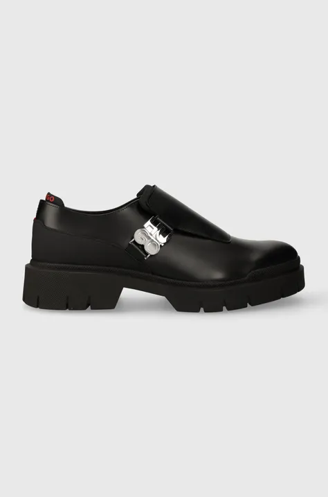 Шкіряні туфлі HUGO Denzel чоловічі колір чорний 50503626