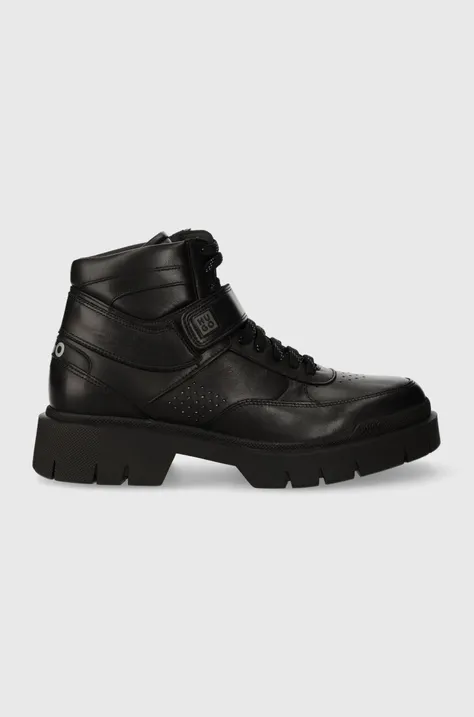 Кожаные ботинки HUGO Denzel мужские цвет чёрный 50503641