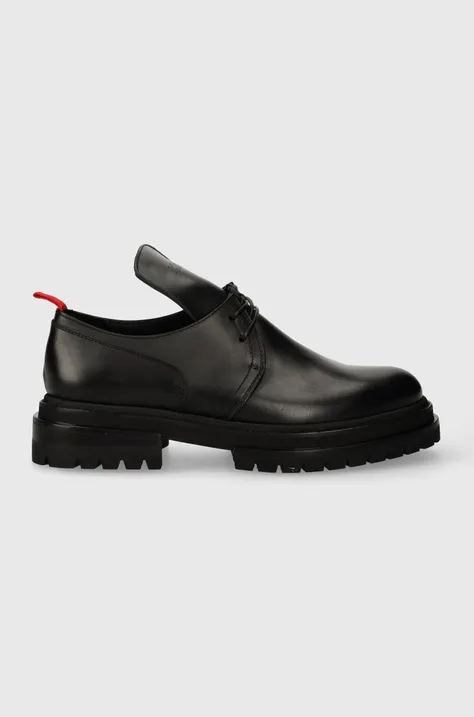 424 leather shoes men's black color 35424Q05.236570