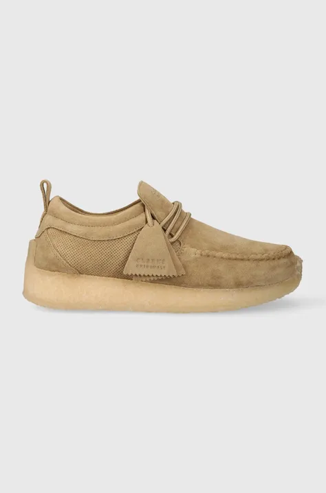 Clarks suede shoes x Ronnie Fieg Maycliffe men's beige color 26173371