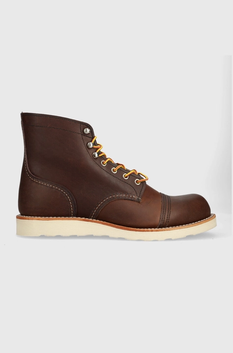 Kožená obuv Red Wing Iron Ranger Traction Tred pánska, hnedá farba, 8088, 8088