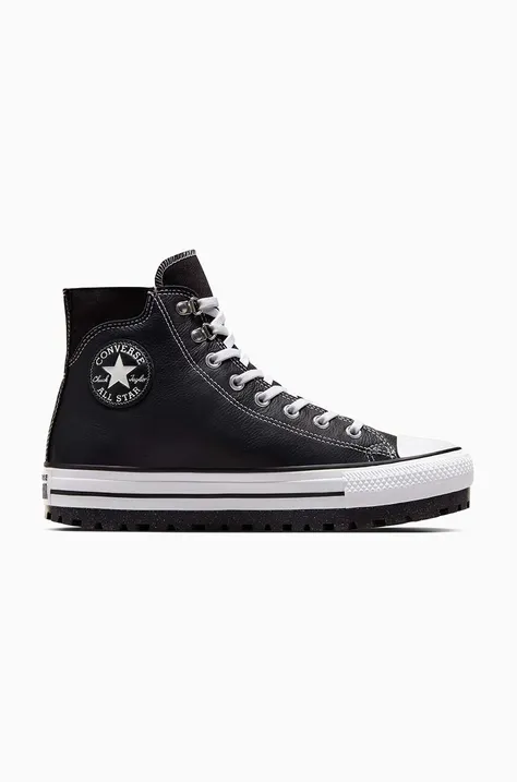 Δερμάτινες μπότες πεζοπορίας Converse Chuck Taylor All Star City Trek χρώμα: μαύρο, A04480C