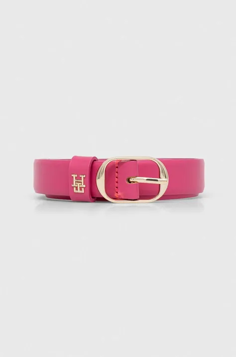 Δερμάτινη ζώνη Tommy Hilfiger χρώμα: ροζ