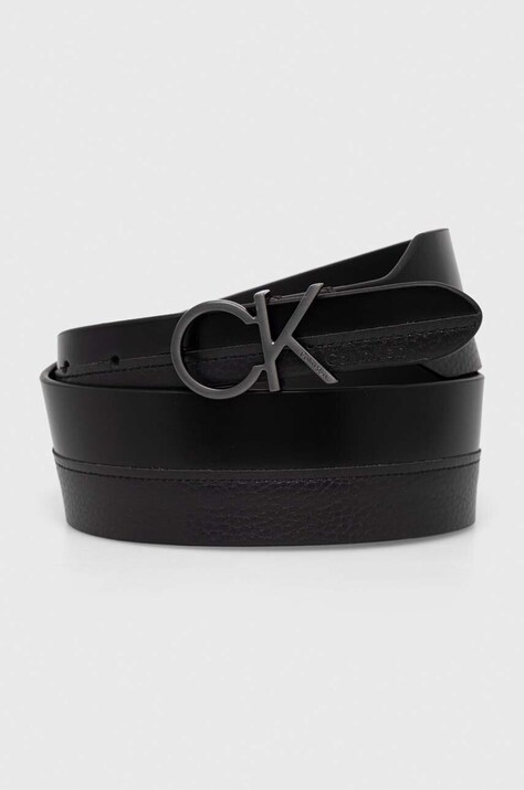 Δερμάτινη ζώνη Calvin Klein χρώμα: μαύρο