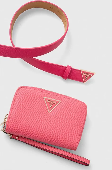 Guess portfel i pasek kolor różowy