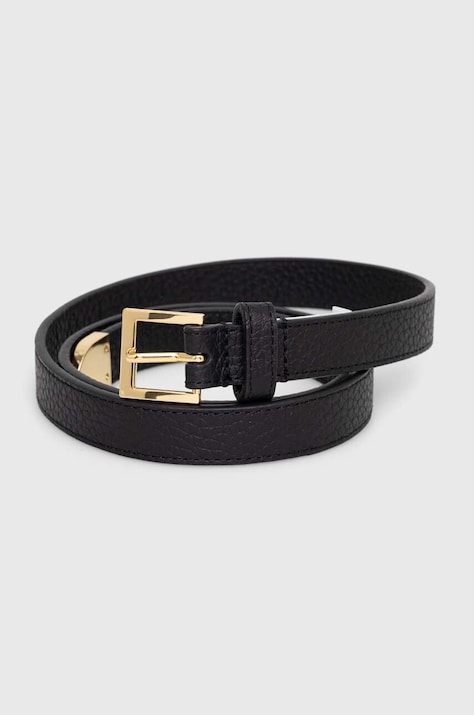 Lauren Ralph curea de piele femei, culoarea negru 412912036