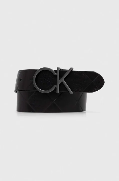 Шкіряний ремінь Calvin Klein жіночий колір чорний