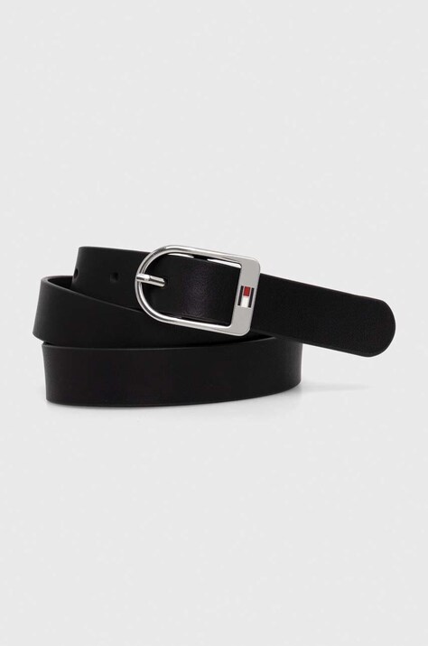 Kožený pásek Tommy Hilfiger dámský, černá barva, AW0AW15380