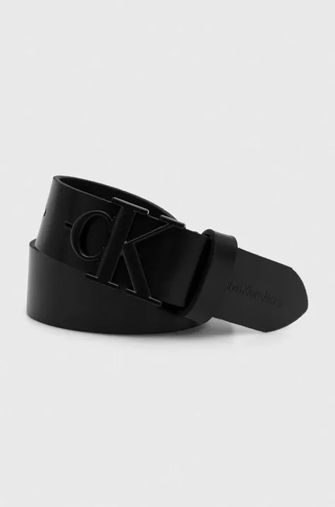 Usnjen pas Calvin Klein Jeans ženski, črna barva