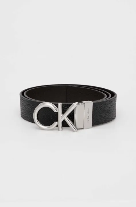 Obojstranný kožený opasok Calvin Klein pánsky, čierna farba, K50K510630