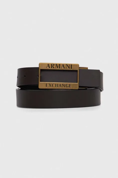 Armani Exchange pasek skórzany męski kolor czarny